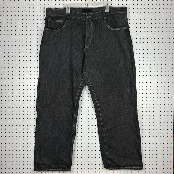 Qruel Baggy Y2K Jeans 44x32 Stitched Pockets Black Gothic Baggy Drag Skater READ - Picture 5 of 9